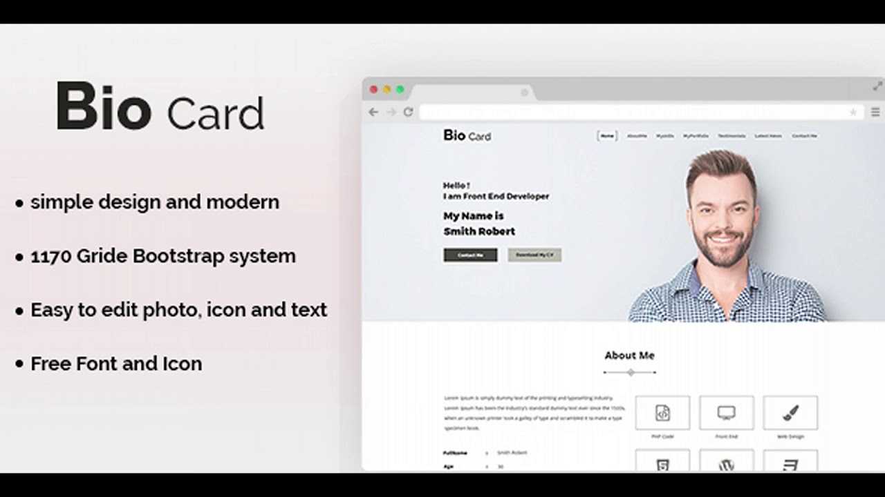 Biocard – Personal Portfolio Psd Template | Themeforest Website Templates  And Themes With Bio Card Template