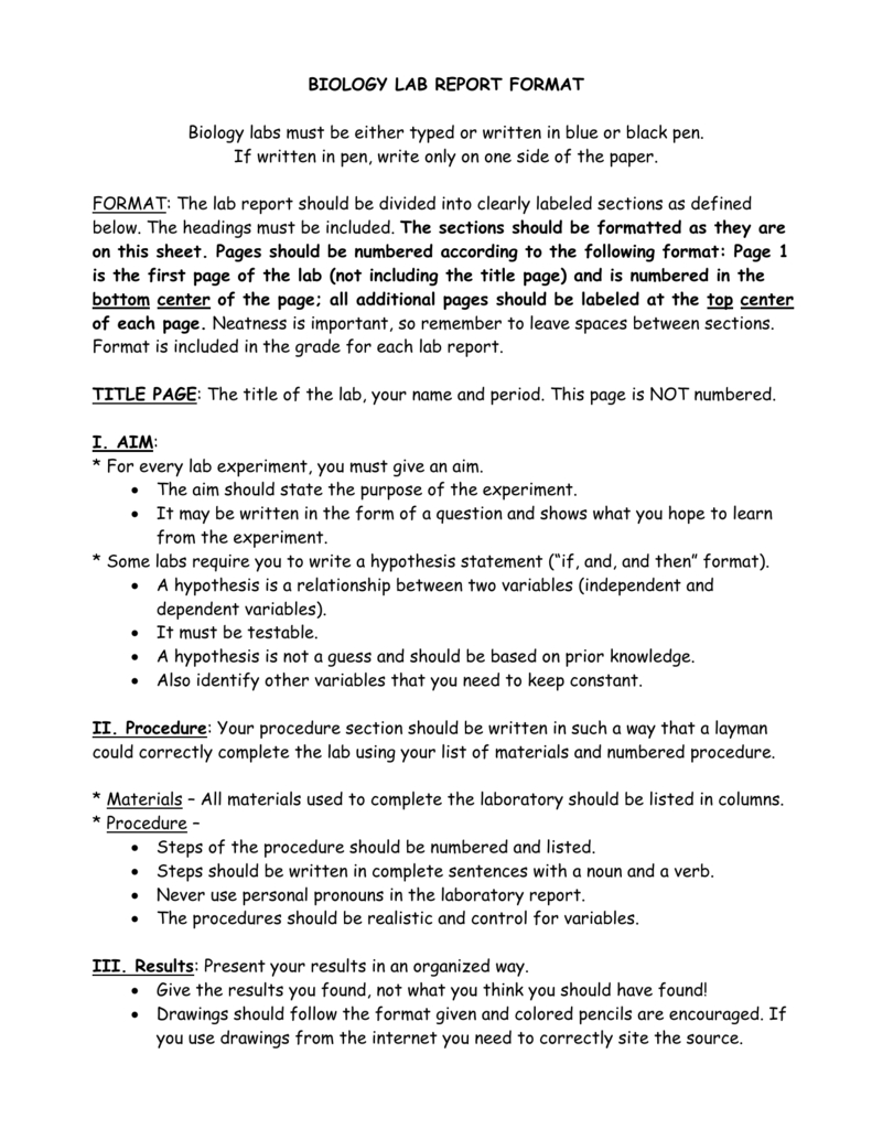 Biology Lab Report Format Pertaining To Biology Lab Report Template