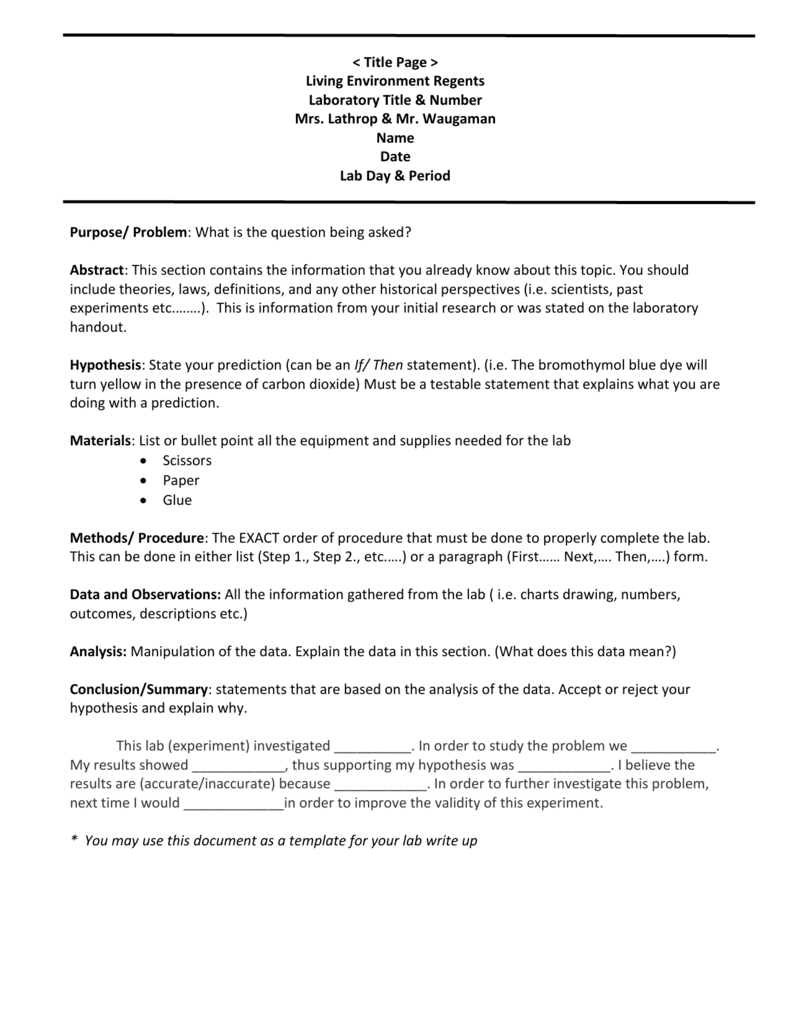 Biology Lab Report Template Regarding Lab Report Template Word