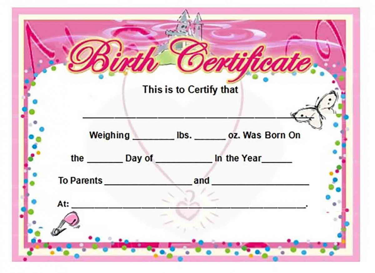 Birth Certificate Template And To Make It Awesome To Read In Girl Birth Certificate Template