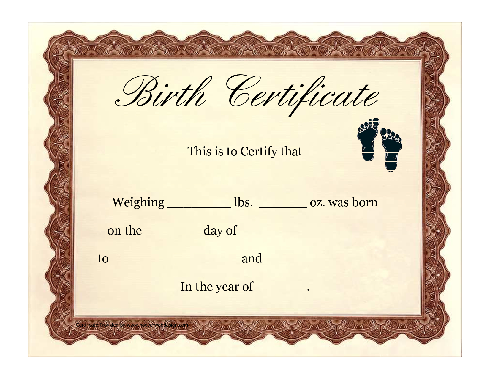 Birth Certificate Template | Printable Baby Birth In Blank Marriage Certificate Template