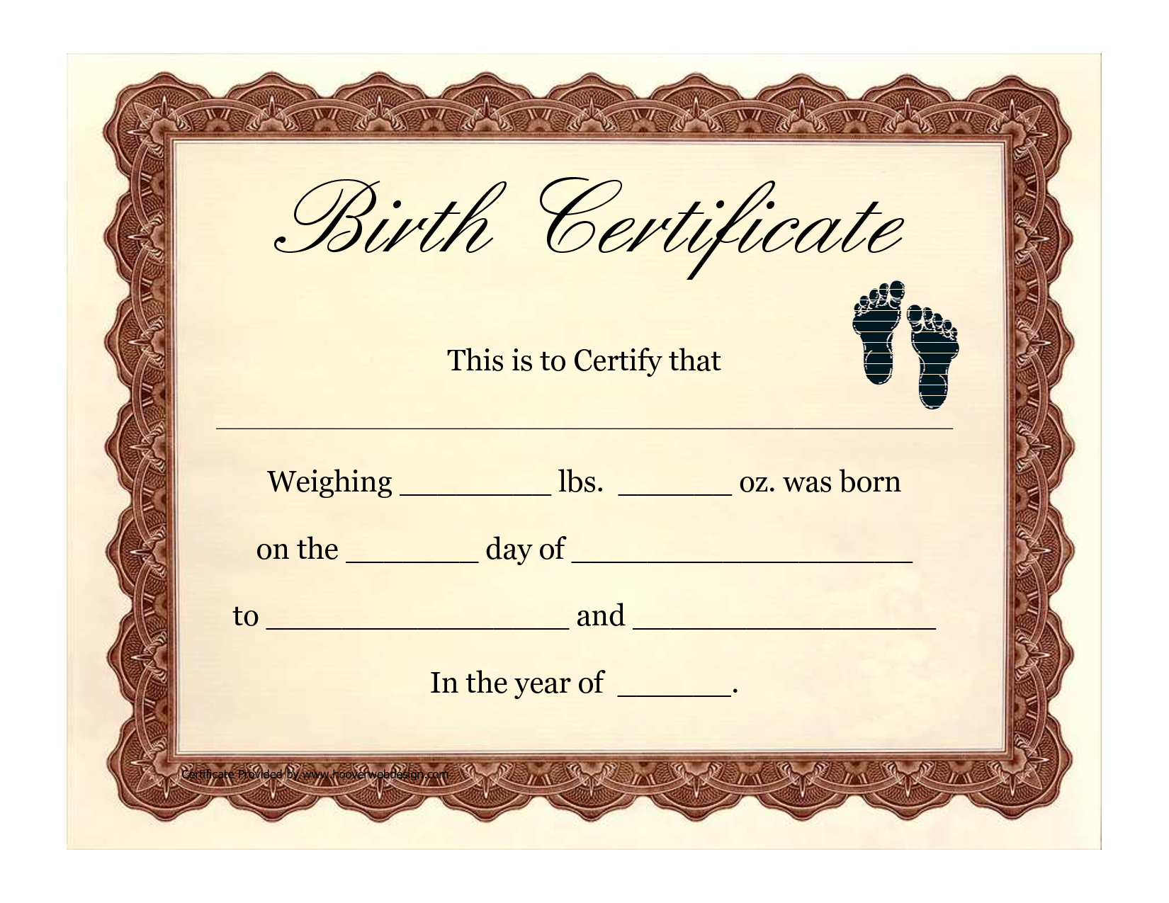Birth Certificate Template | Printable Baby Birth Intended For Baby Doll Birth Certificate Template