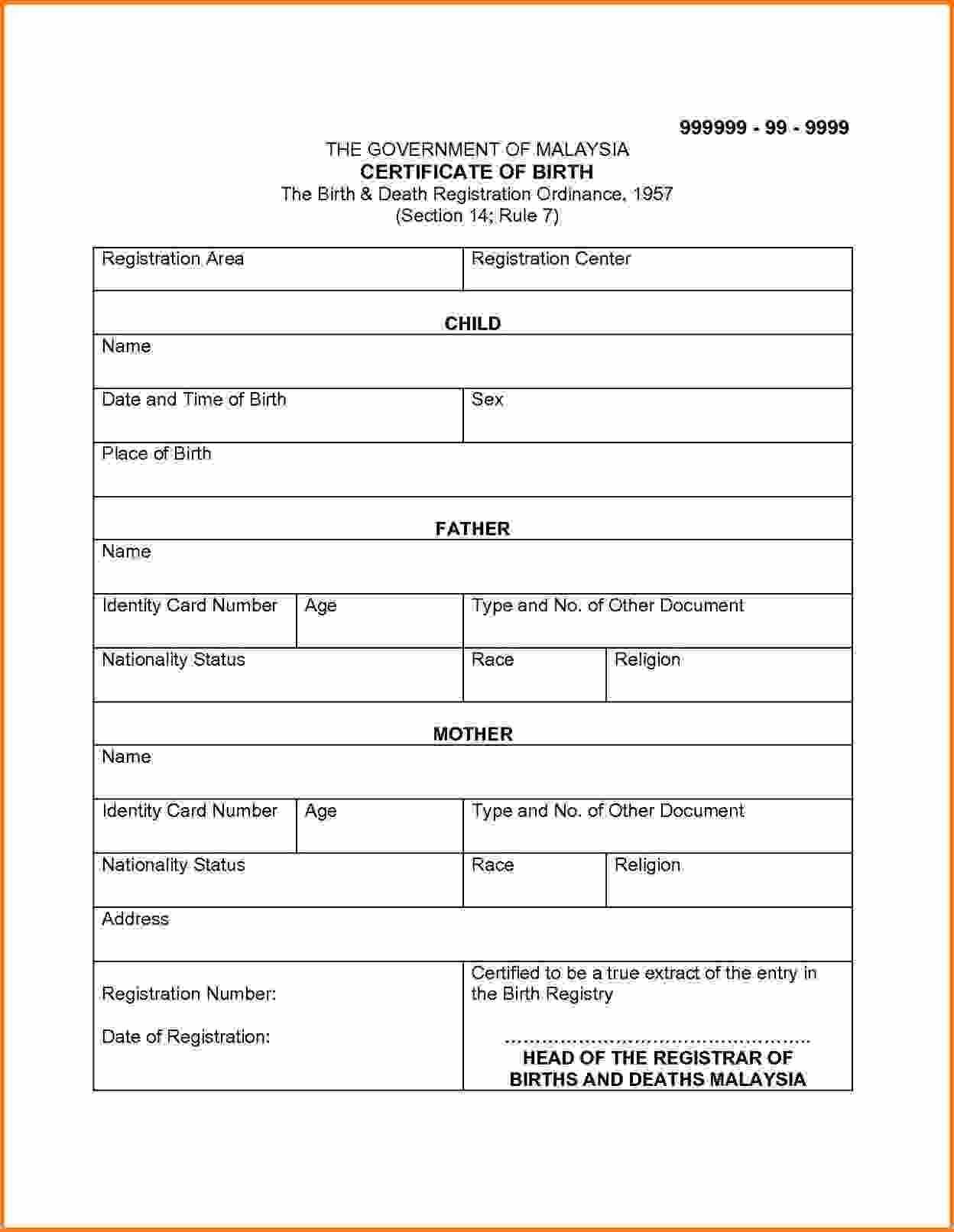 Birth Certificate Translation Template Sample Letter Form For Birth Certificate Translation Template