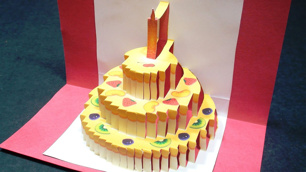 Birthday Cake Pop Up Card (Happy Birthday Kirigami) | Free Template! With Happy Birthday Pop Up Card Free Template