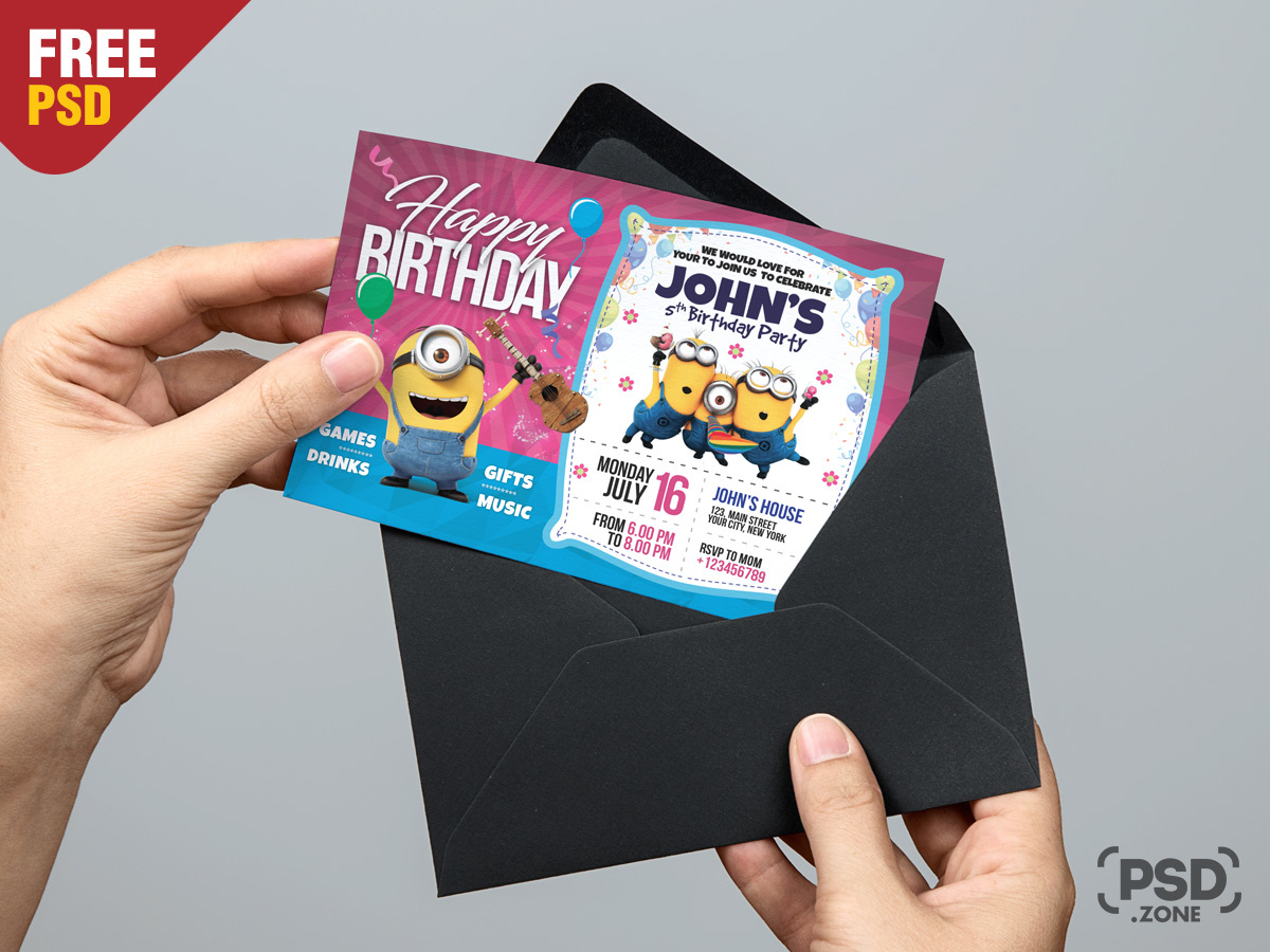 Birthday Invitation Card Template Psdpsd Zone On Dribbble With Photoshop Birthday Card Template Free