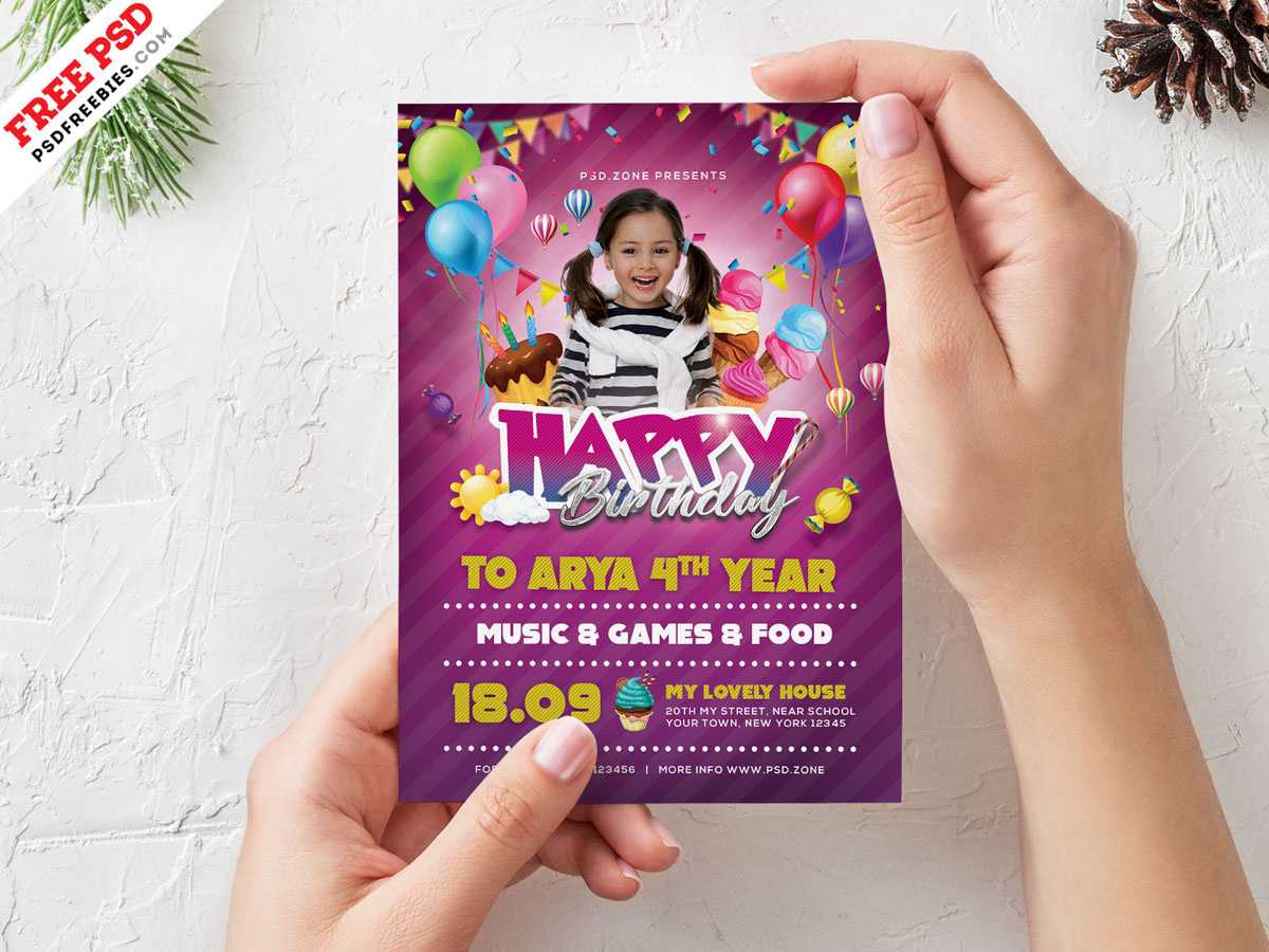 Birthday Party Invitation Card Design Psdpsd Freebies On For Photoshop Birthday Card Template Free