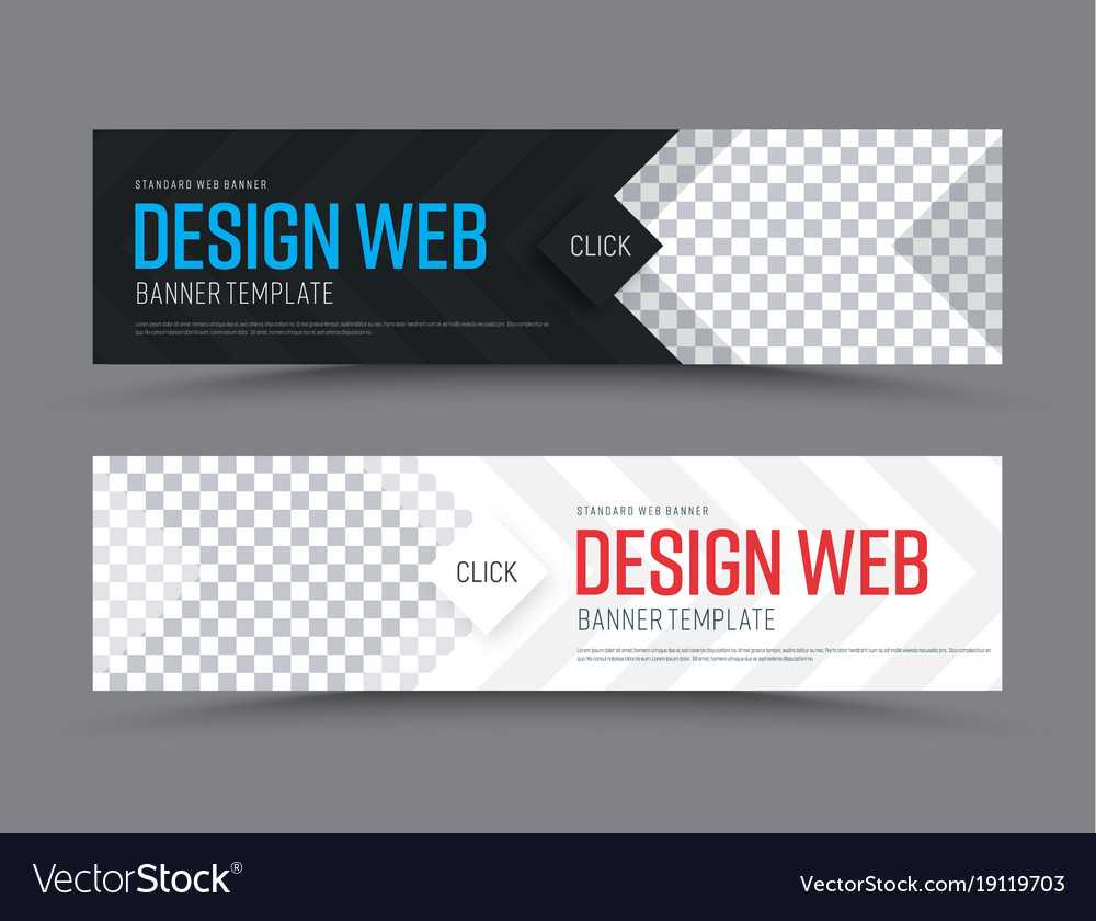 Black And White Horizontal Web Banner Template Within Website Banner Templates Free Download