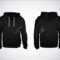 Black Men's Sweatshirt Template With Sample Text Front And Back.. Inside Blank Black Hoodie Template