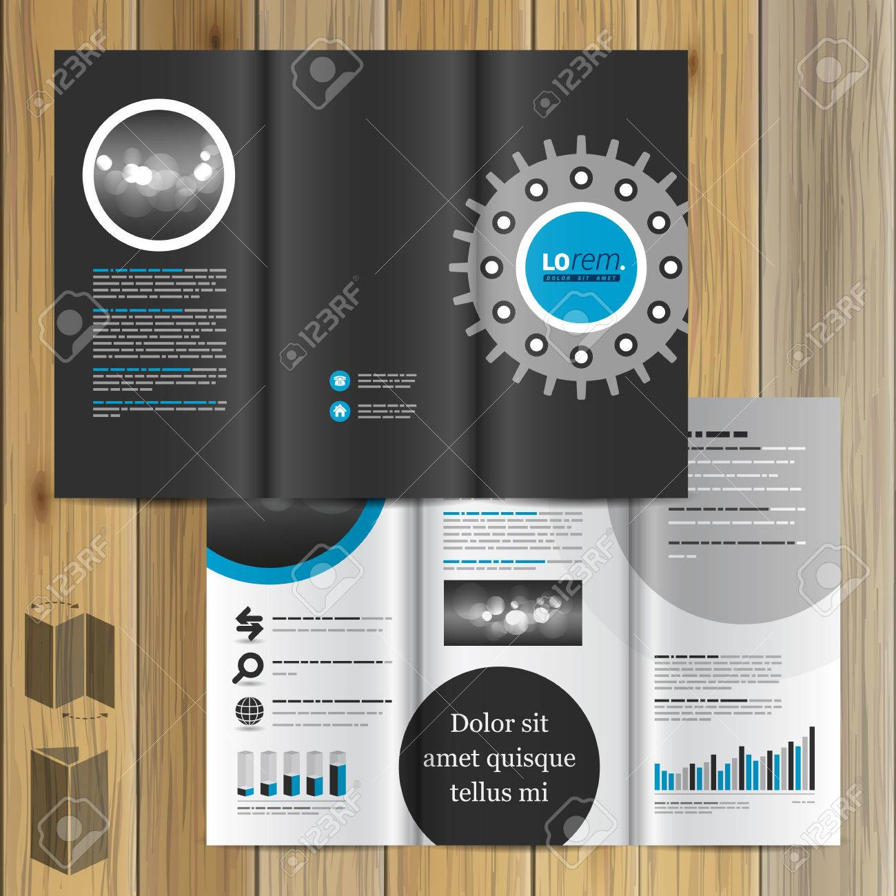 Black Technical Brochure Template Design With Cogwheel. Cover.. Regarding Technical Brochure Template