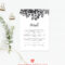 Black & White Wedding Details Card Template | Floral Wedding Pertaining To Wedding Hotel Information Card Template