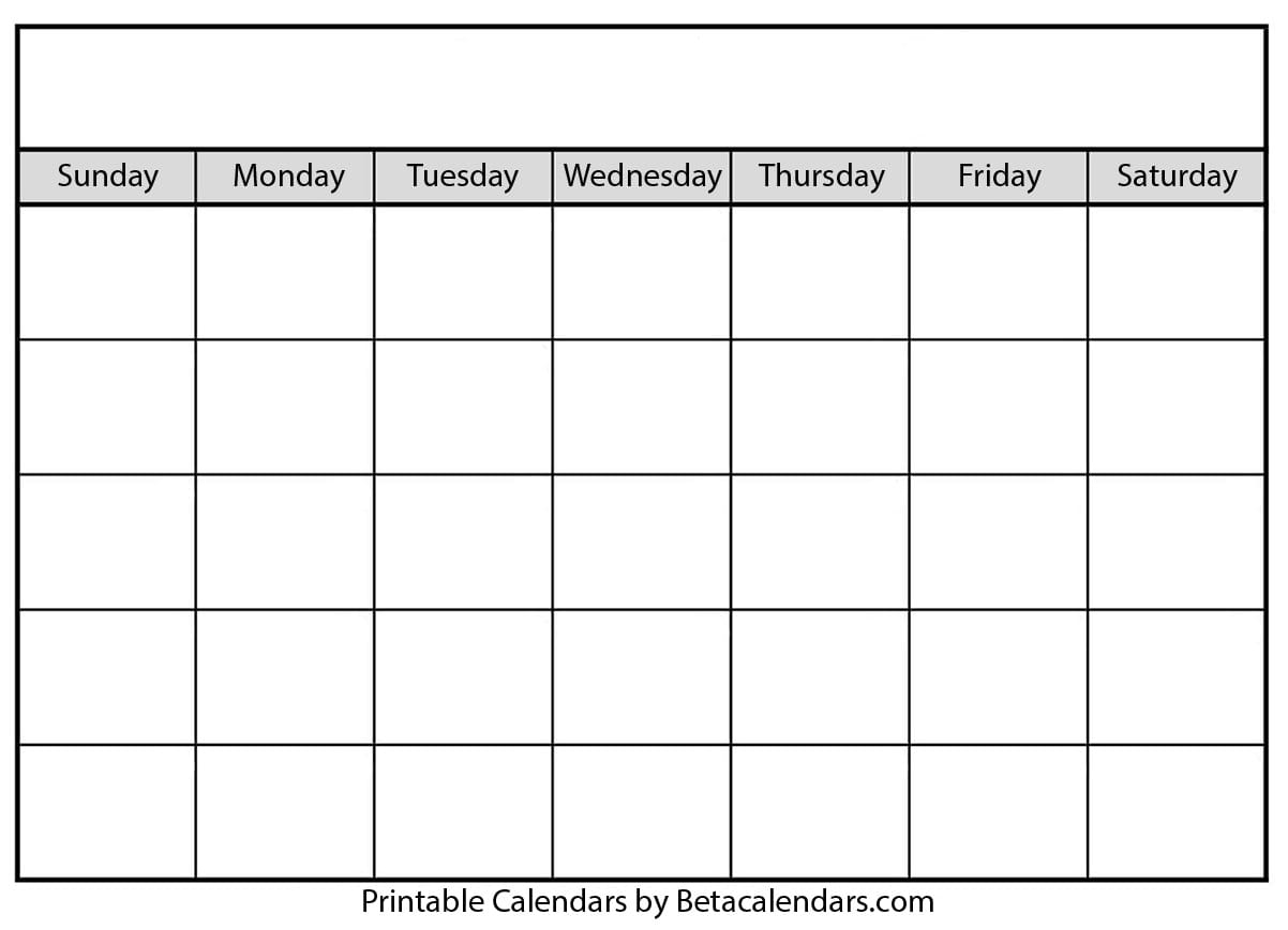 Blank Calendar – Beta Calendars In Blank Calender Template