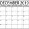 Blank Calendar December 2019 : For Exam Time Status | Free For Blank Calendar Template For Kids