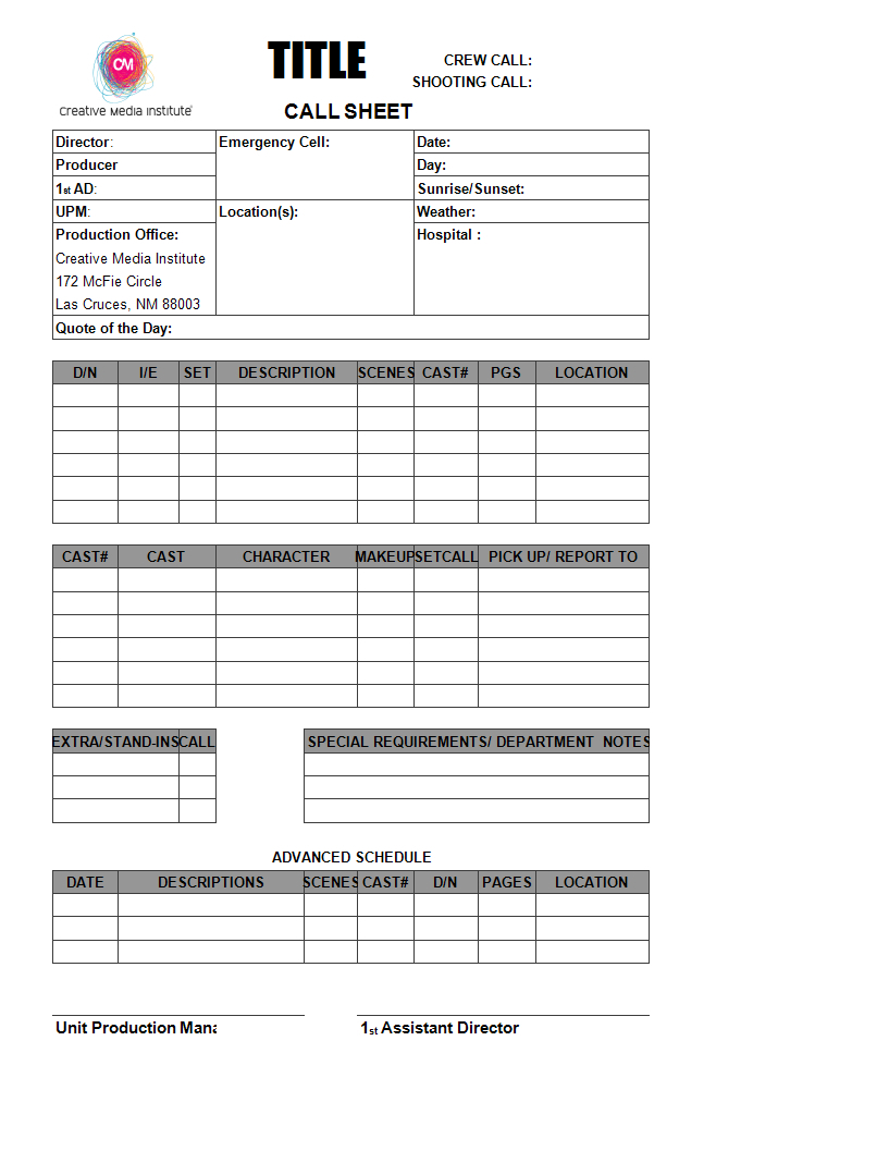 Blank Call Sheet Template – Atlantaauctionco In Blank Call Sheet Template