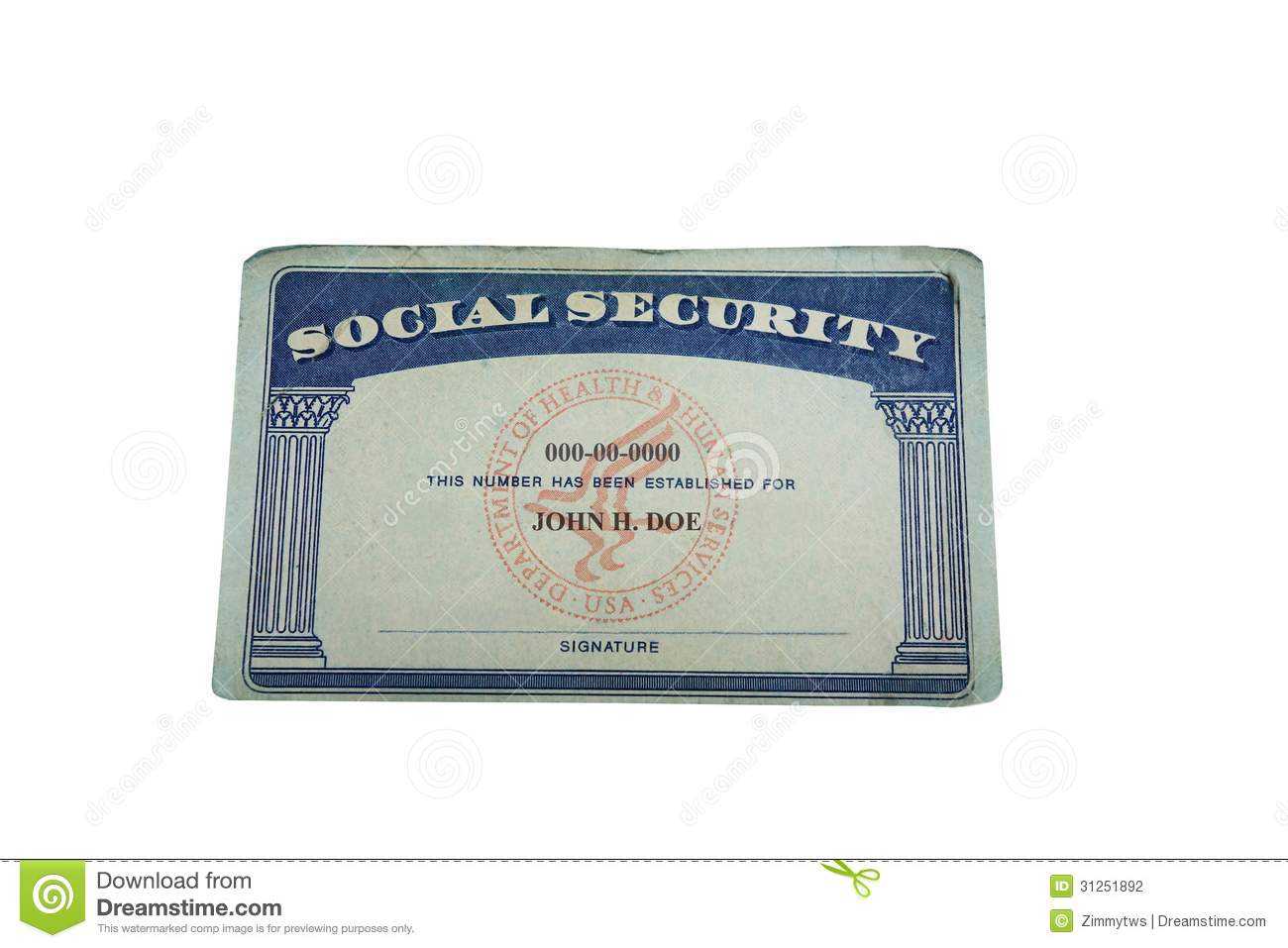 Blank Card Stock Photo. Image Of Social, Socialsecurity Inside Blank Social Security Card Template