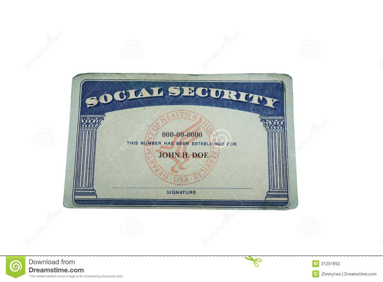 Blank Card Stock Photo. Image Of Social, Socialsecurity Intended For Social Security Card Template Download