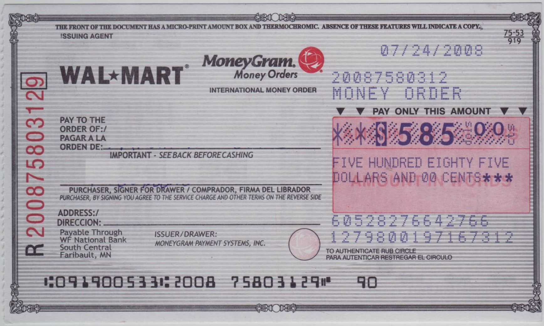 Blank Check Sample | How To Fill Out A Moneygram Money Order Within Blank Money Order Template