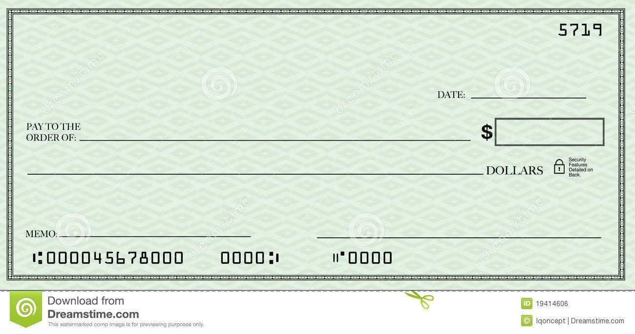 Blank Check With Open Space For Your Text Stock Illustration Regarding Blank Cheque Template Download Free