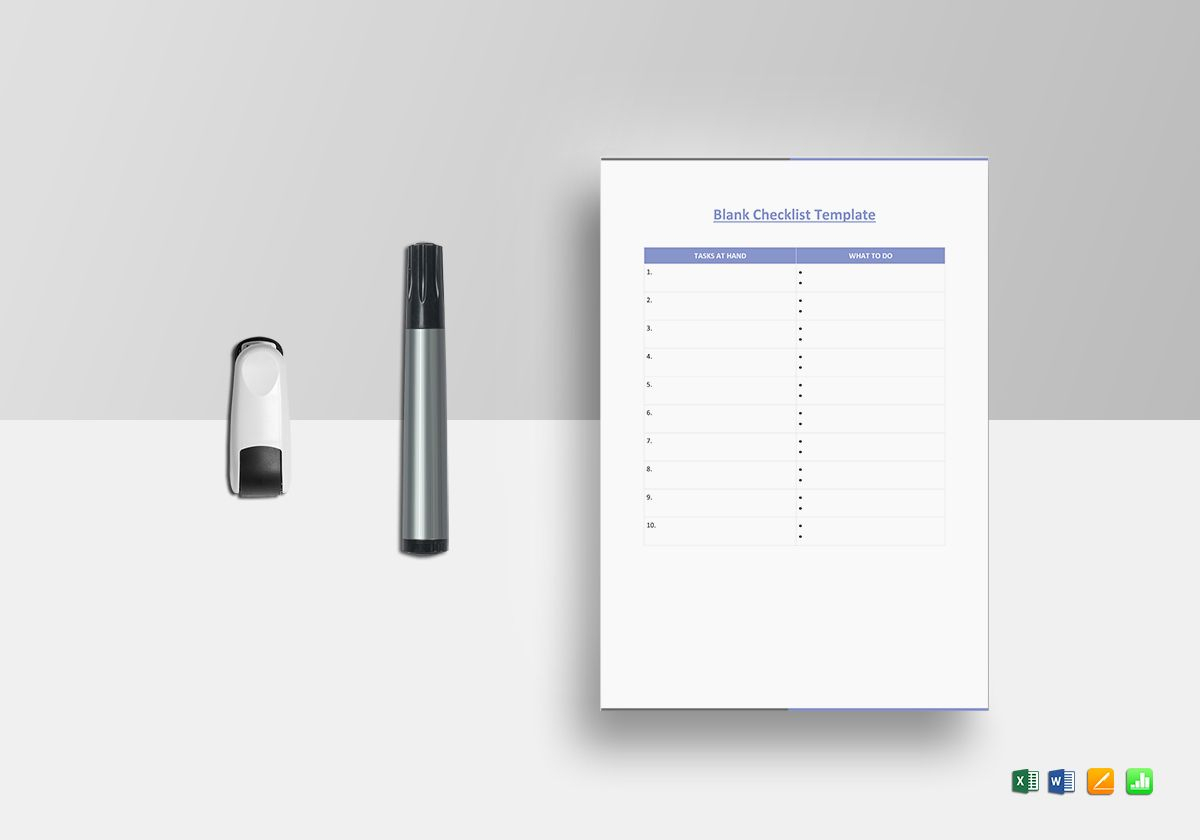 Blank Checklist Template In Blank Checklist Template Word