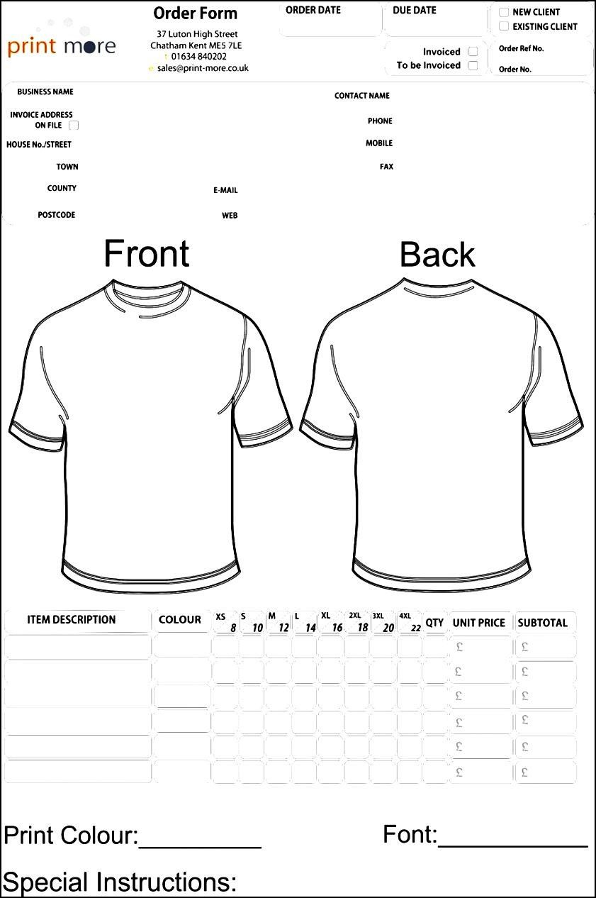 Blank Clothing Order Form Template | Besttemplates123 In Blank T Shirt Order Form Template
