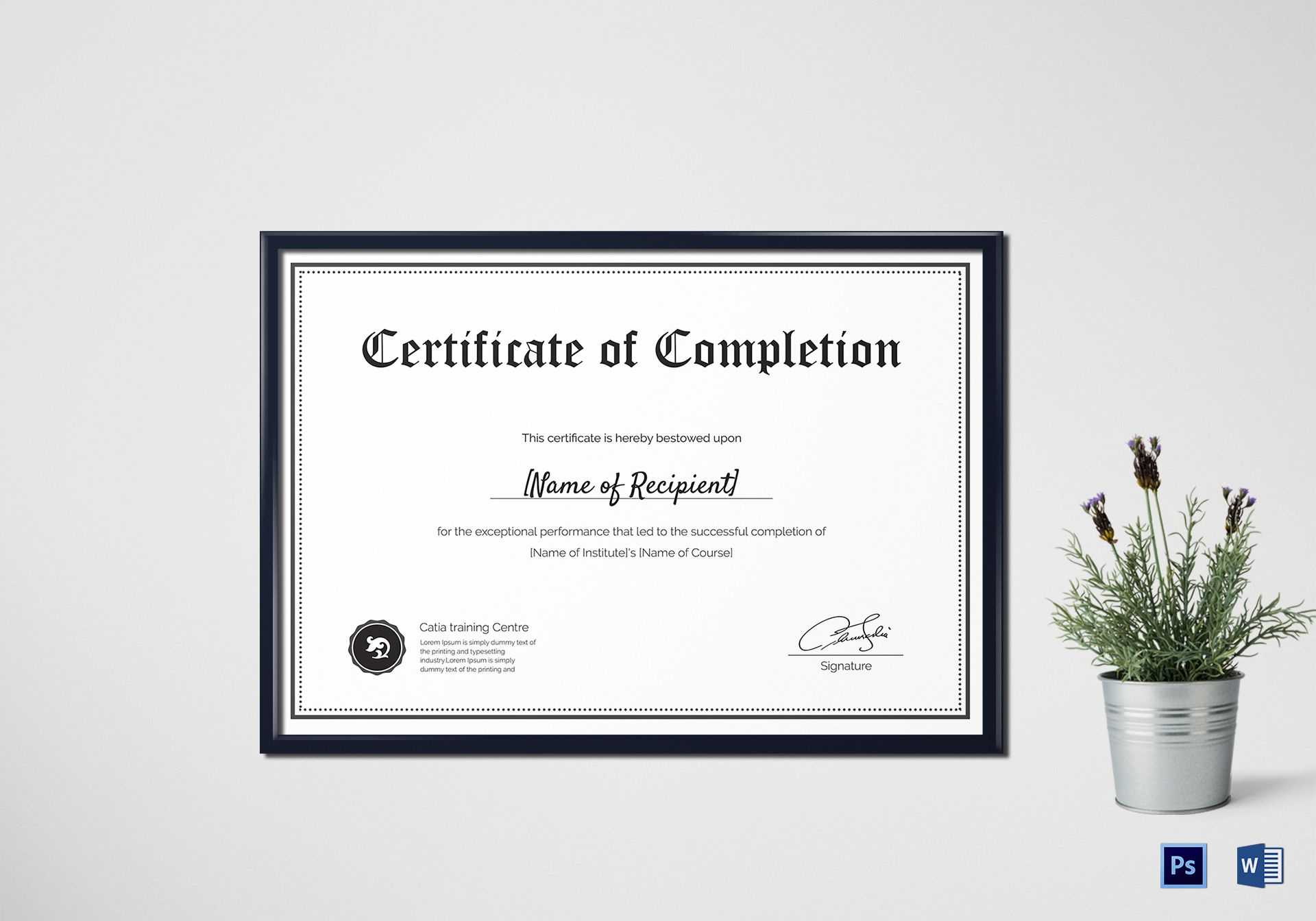 Blank Completion Certificate Template Throughout Mock Certificate Template