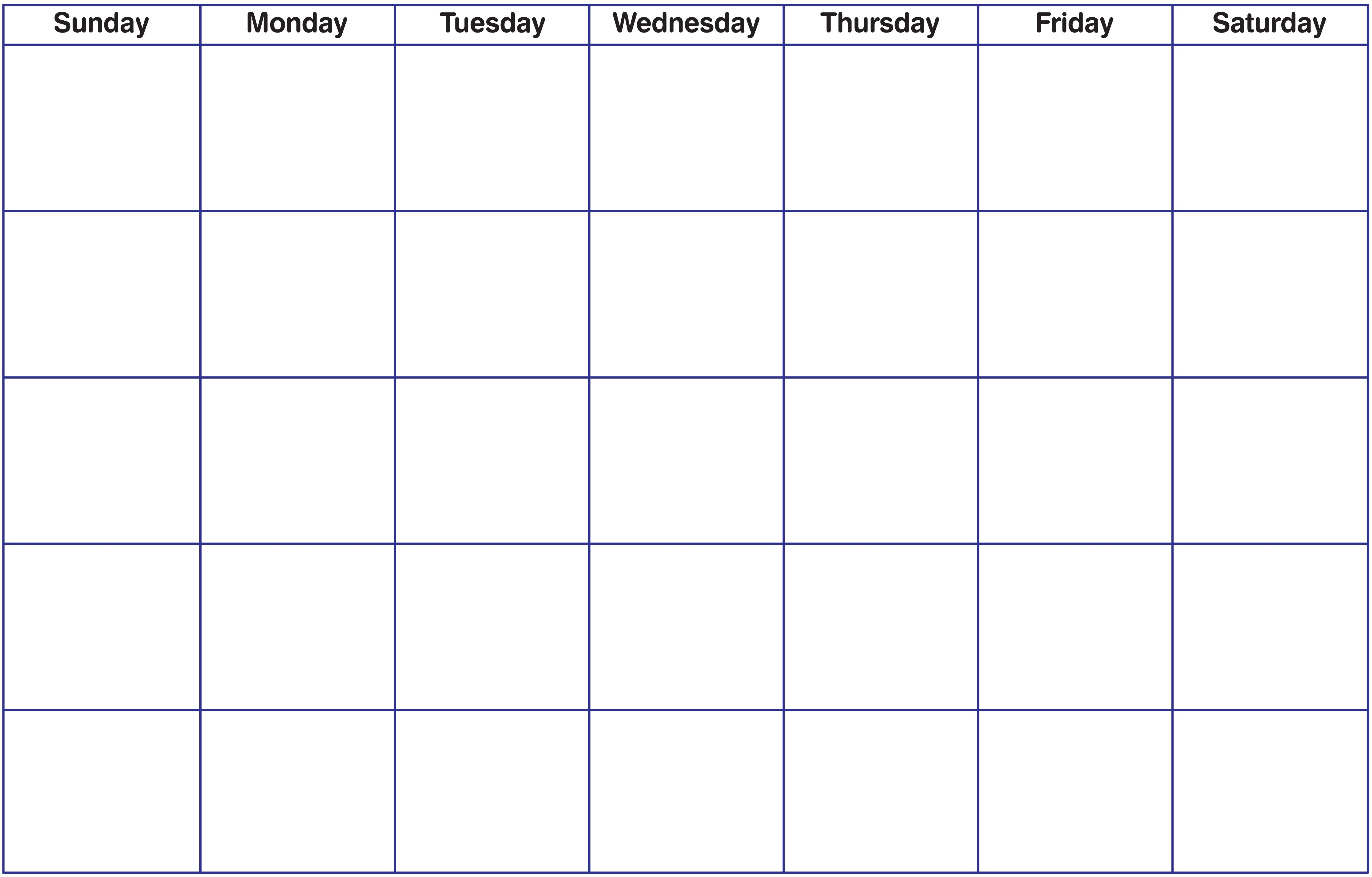 Blank Fillable Calendar Blank Calendar Printable Calendar Pertaining To Full Page Blank Calendar Template