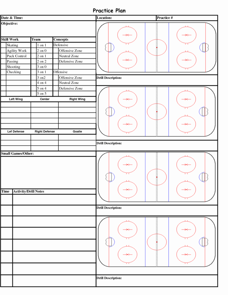 Blank Hockey Practice Plan Template