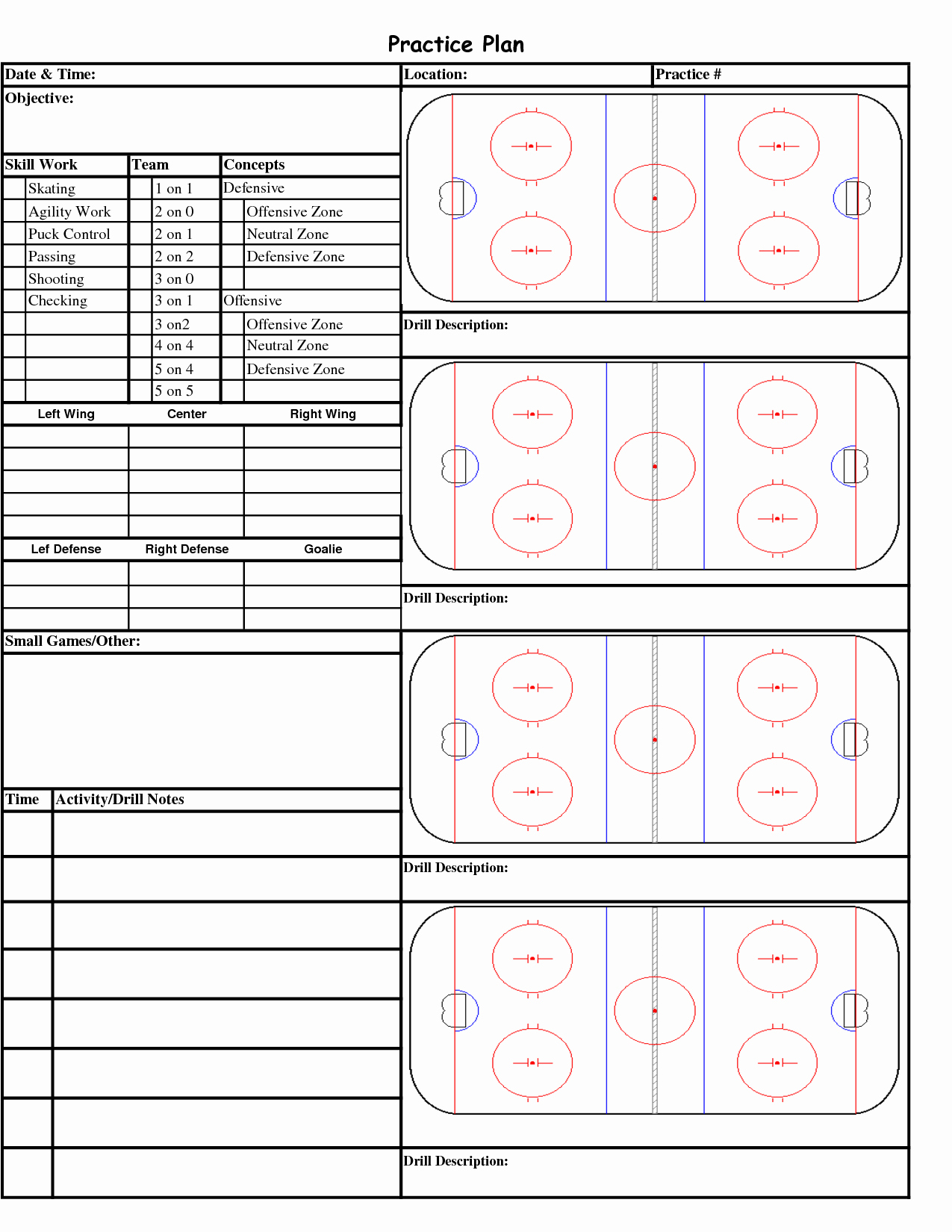 Blank Hockey Practice Plan Template - Atlantaauctionco Throughout Blank Hockey Practice Plan Template