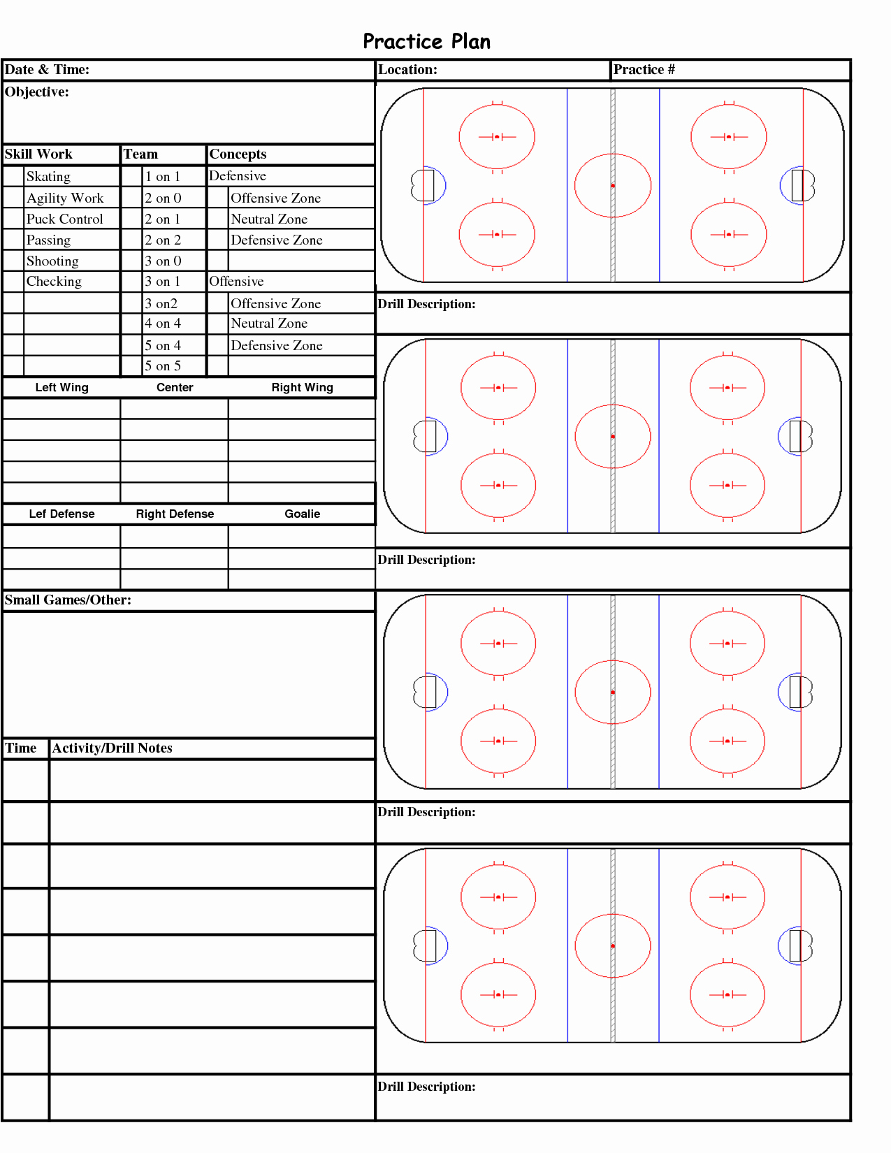 Blank Hockey Practice Plan Template – Atlantaauctionco Throughout Blank Hockey Practice Plan Template