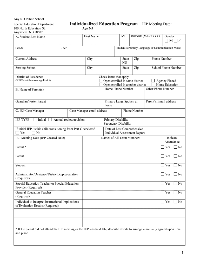 Blank Iep Form - Fill Online, Printable, Fillable, Blank Within Blank Iep Template