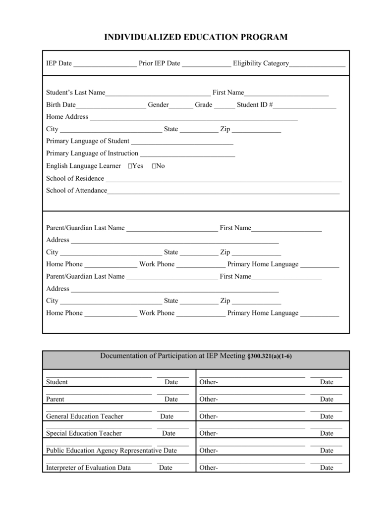 Blank Iep Form with Blank Iep Template Blank Iep Form With Blank Iep Template