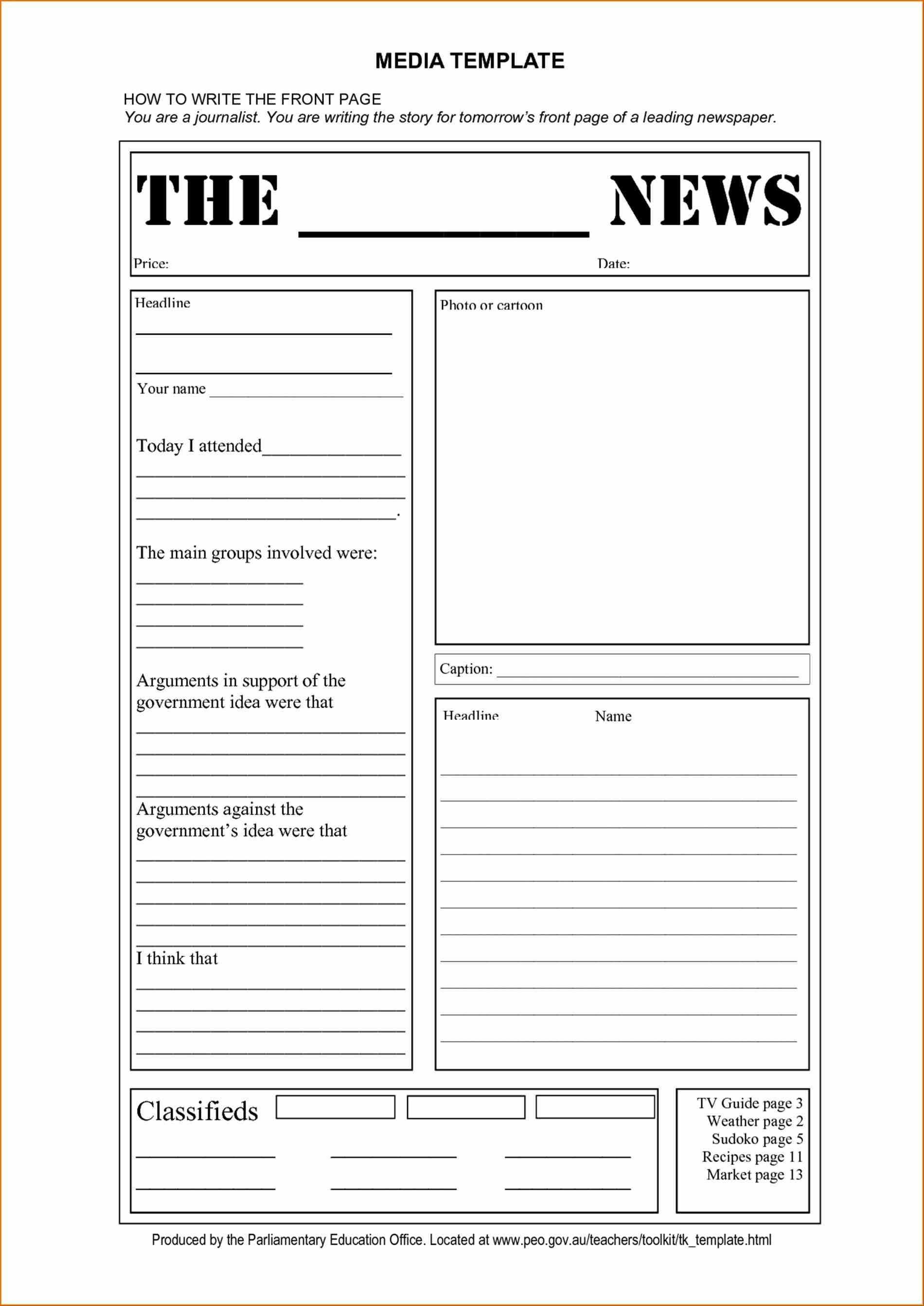 Blank Newspaper Template | Madinbelgrade Inside Blank Newspaper Template For Word