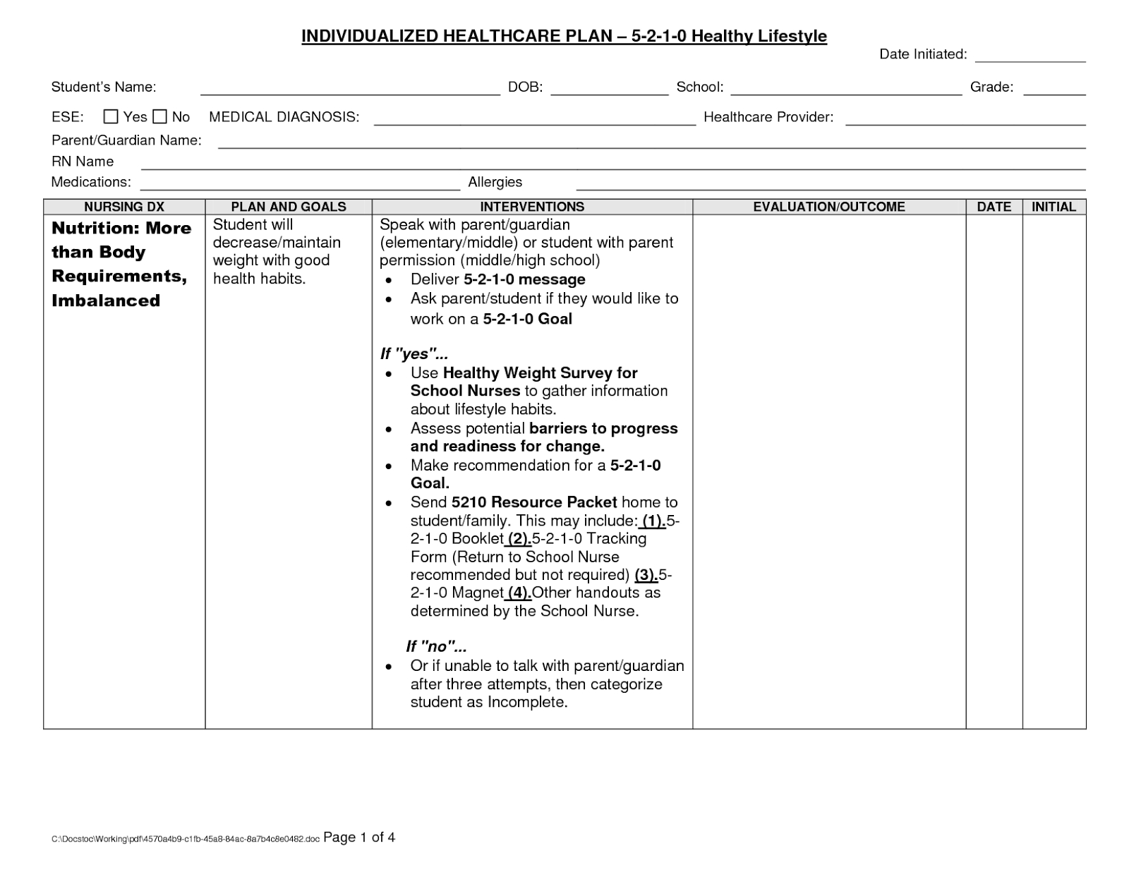 Blank Nursing Care Plans – Nursing Care Plan Examples Within Nursing Care Plan Templates Blank