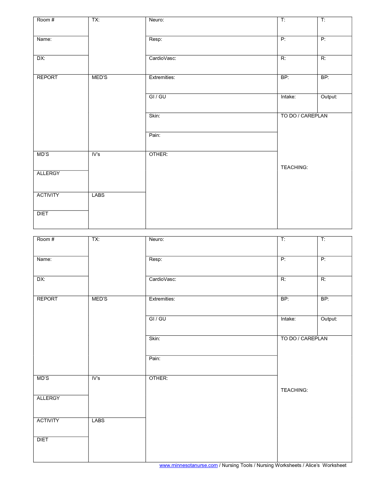Blank Nursing Report Sheets For Newborns | Nursing Patient With Regard To Nursing Report Sheet Templates