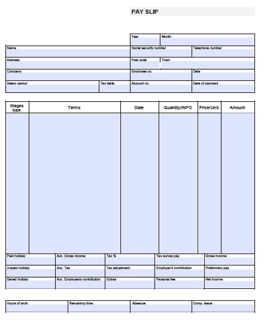 Blank Pay Stub Template Word Pertaining To Blank Payslip Template