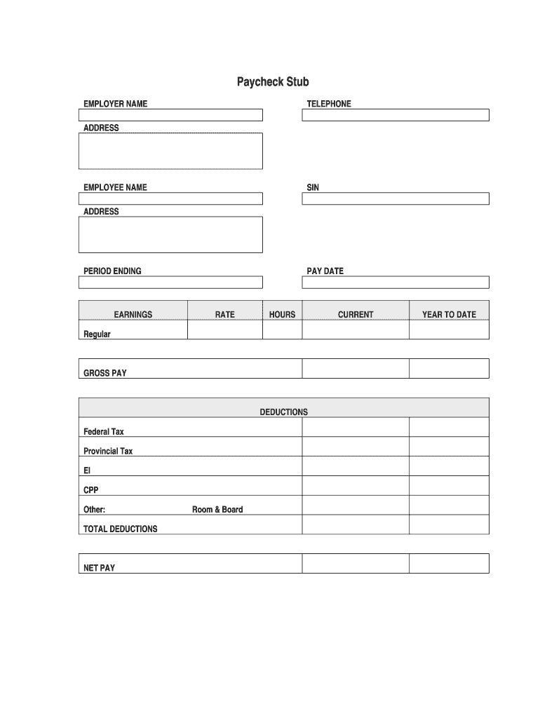 Blank Pay Stubs Template – Fill Online, Printable, Fillable With Blank Pay Stubs Template