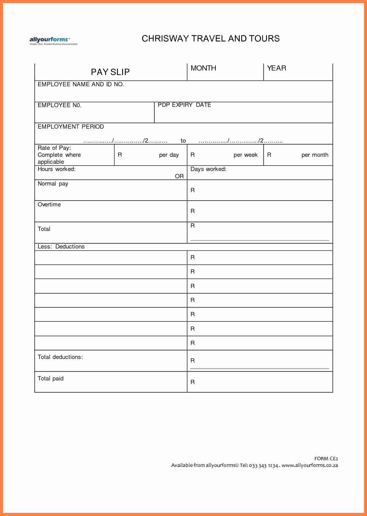Blank Payslip Template Free – Monthly Printable Calendar For Blank Payslip Template