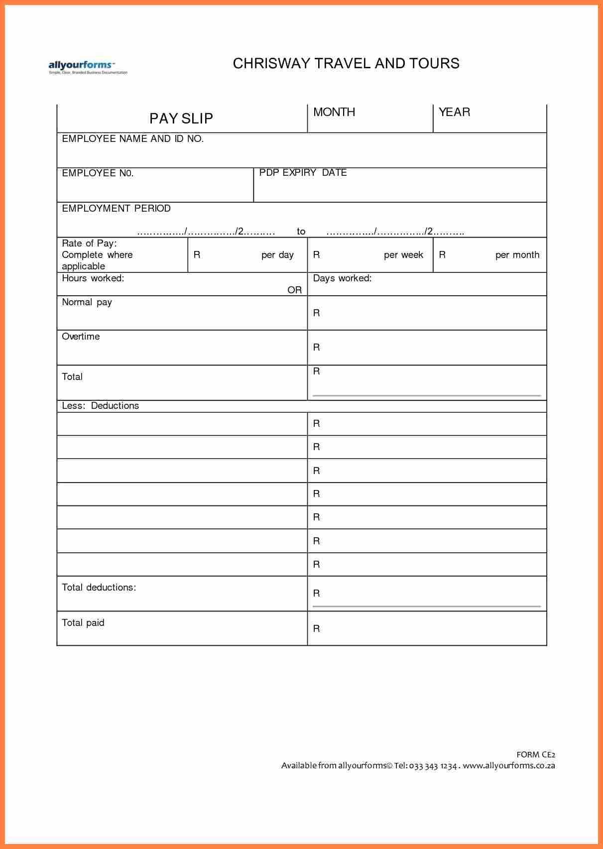 Blank Payslip Template Free – Monthly Printable Calendar For Blank Payslip Template