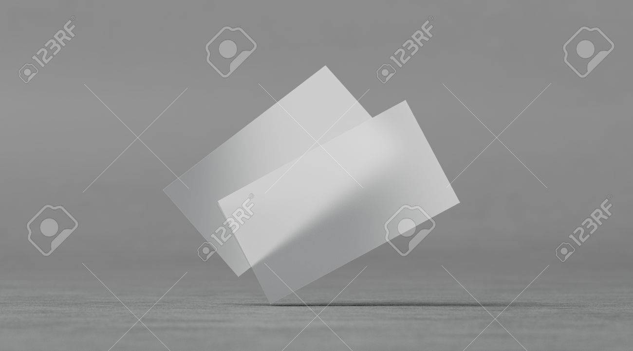 Blank Plastic Transparent Business Cards Mockups, 3D Rendering In Transparent Business Cards Template