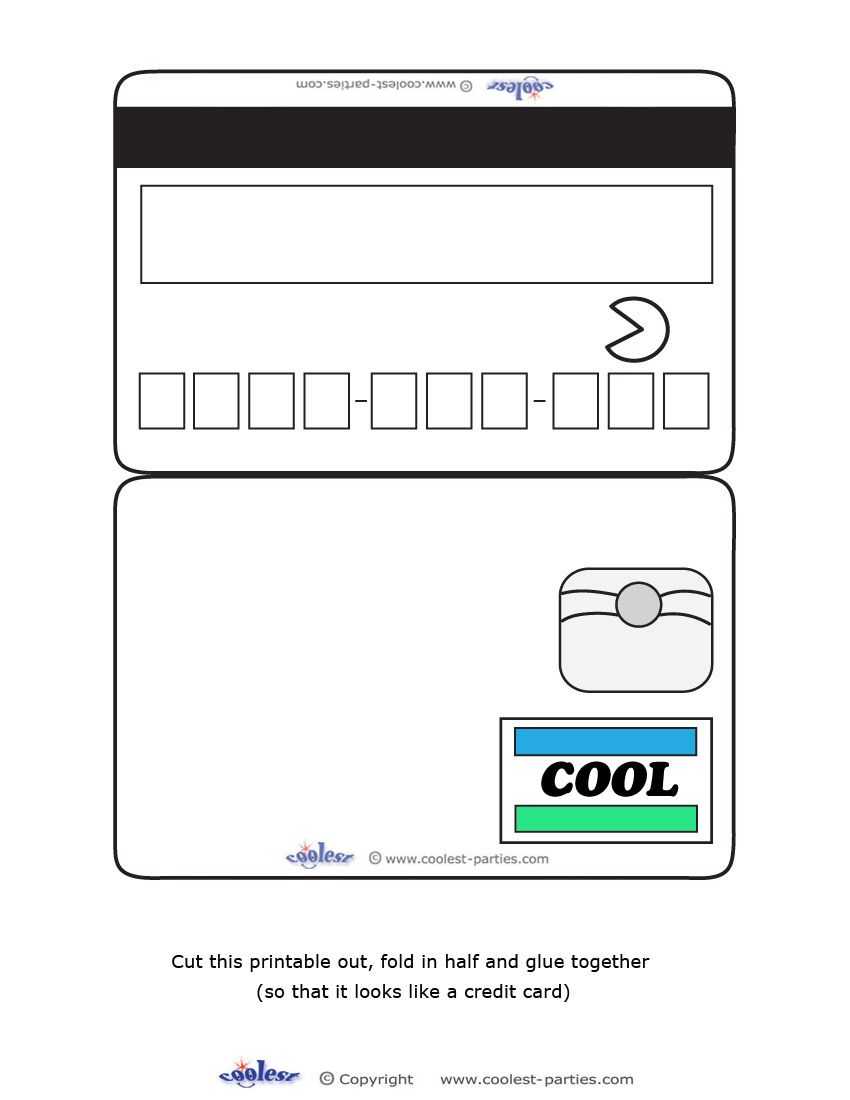 Blank Printable Cool Credit Card Invitations For A Mall With Regard To Credit Card Template For Kids