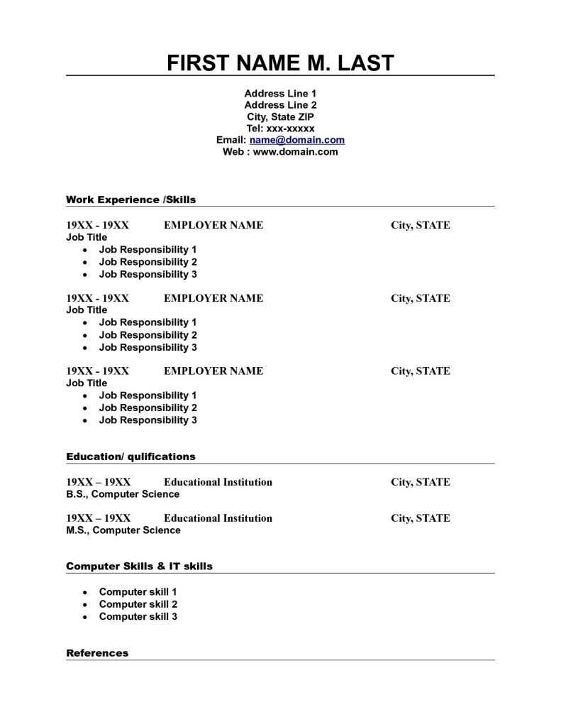 Blank Resume Template Word | Resume | Free Printable Resume For Blank Resume Templates For Microsoft Word