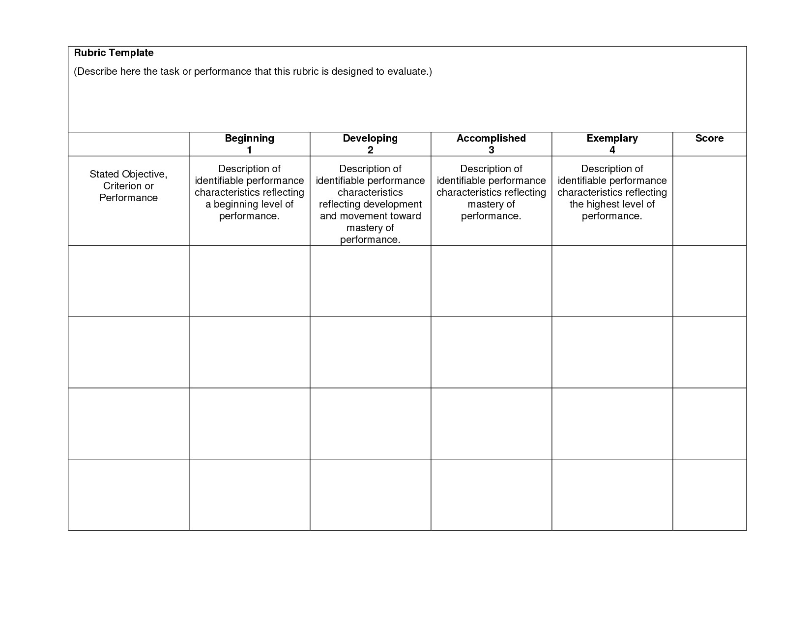 Blank Rubrics To Fill In | Rubric Template - Download Now Intended For Blank Rubric Template