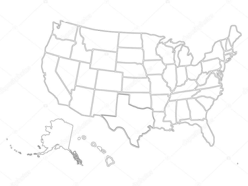 Blank Similar Usa Map Isolated On White Background. United Throughout Blank Template Of The United States