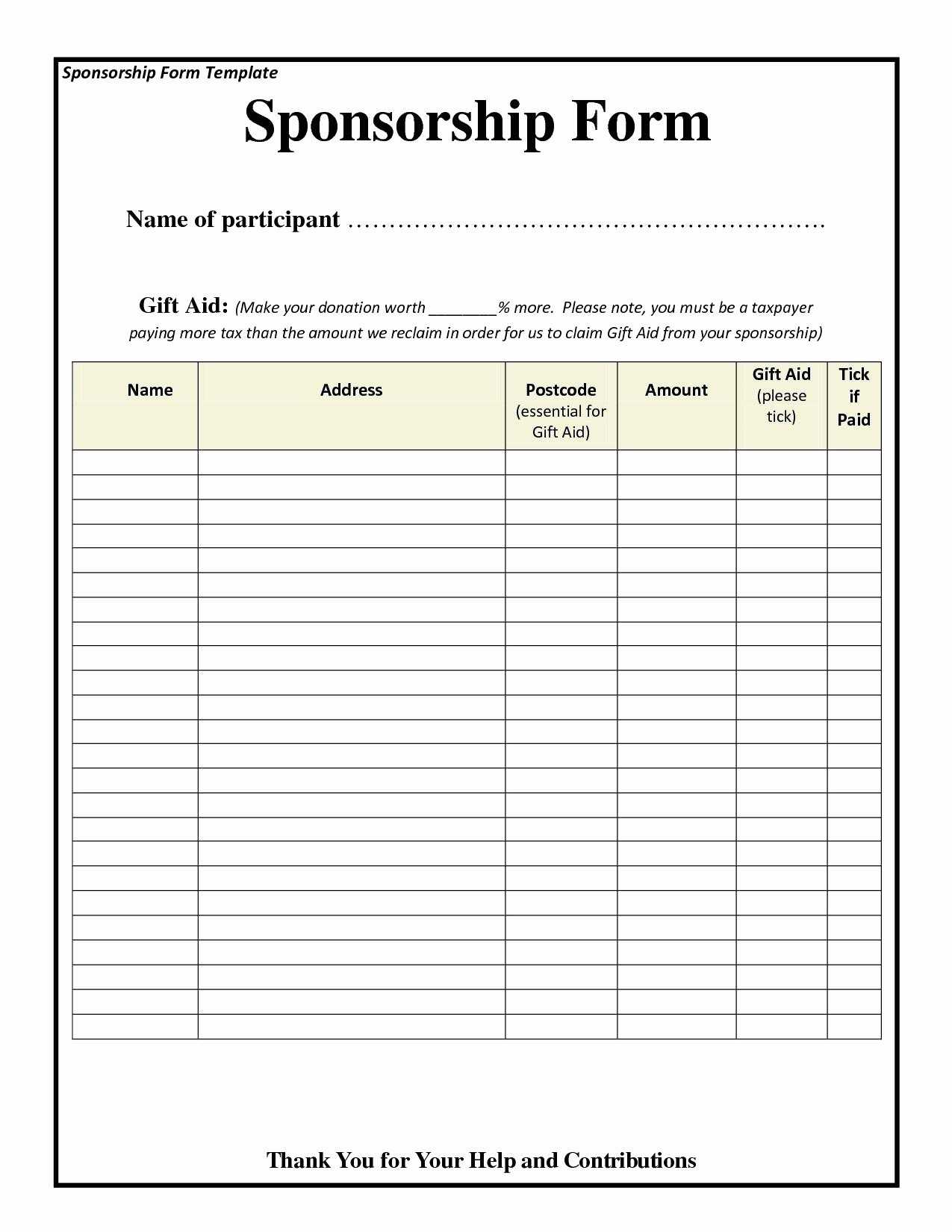 Blank Sponsor Form Template Free – Atlantaauctionco Inside Blank Sponsor Form Template Free