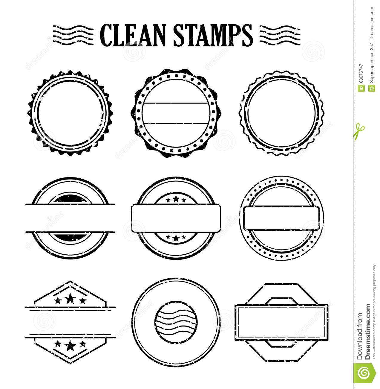 Blank Stamp Set, Ink Rubber Seal Texture Effect Stock Vector Throughout Blank Seal Template