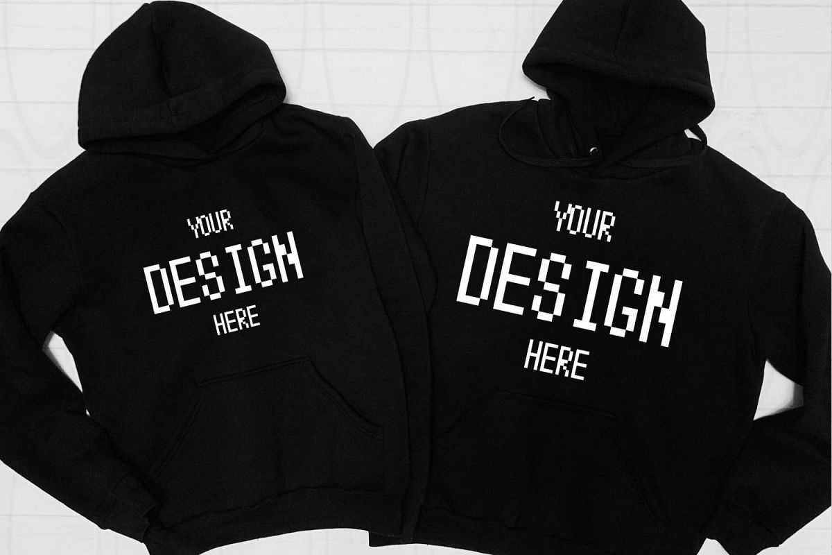 Blank Two Black Hoodies Mockup Fashion Styled For Blank Black Hoodie Template