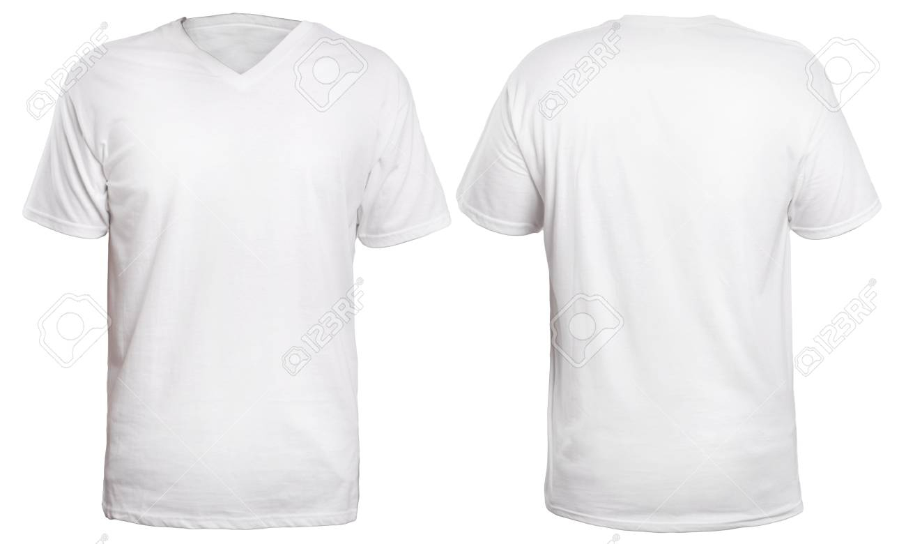 Blank V Neck Shirt Mock Up Template, Front And Back View, Isolated.. With Regard To Blank V Neck T Shirt Template