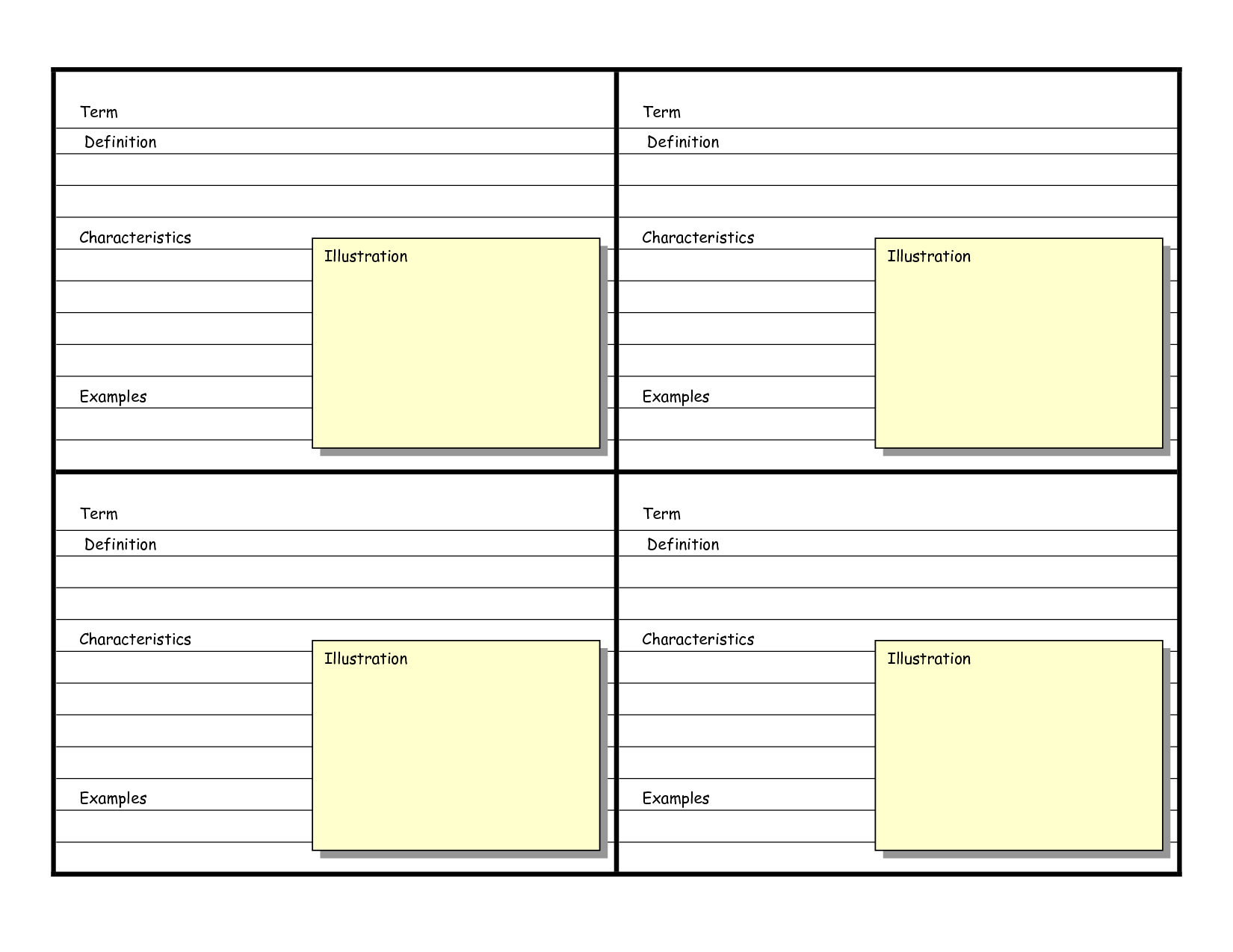 Blank Vocabulary Card Template | Vocabulary Flash Cards With Vocabulary Words Worksheet Template