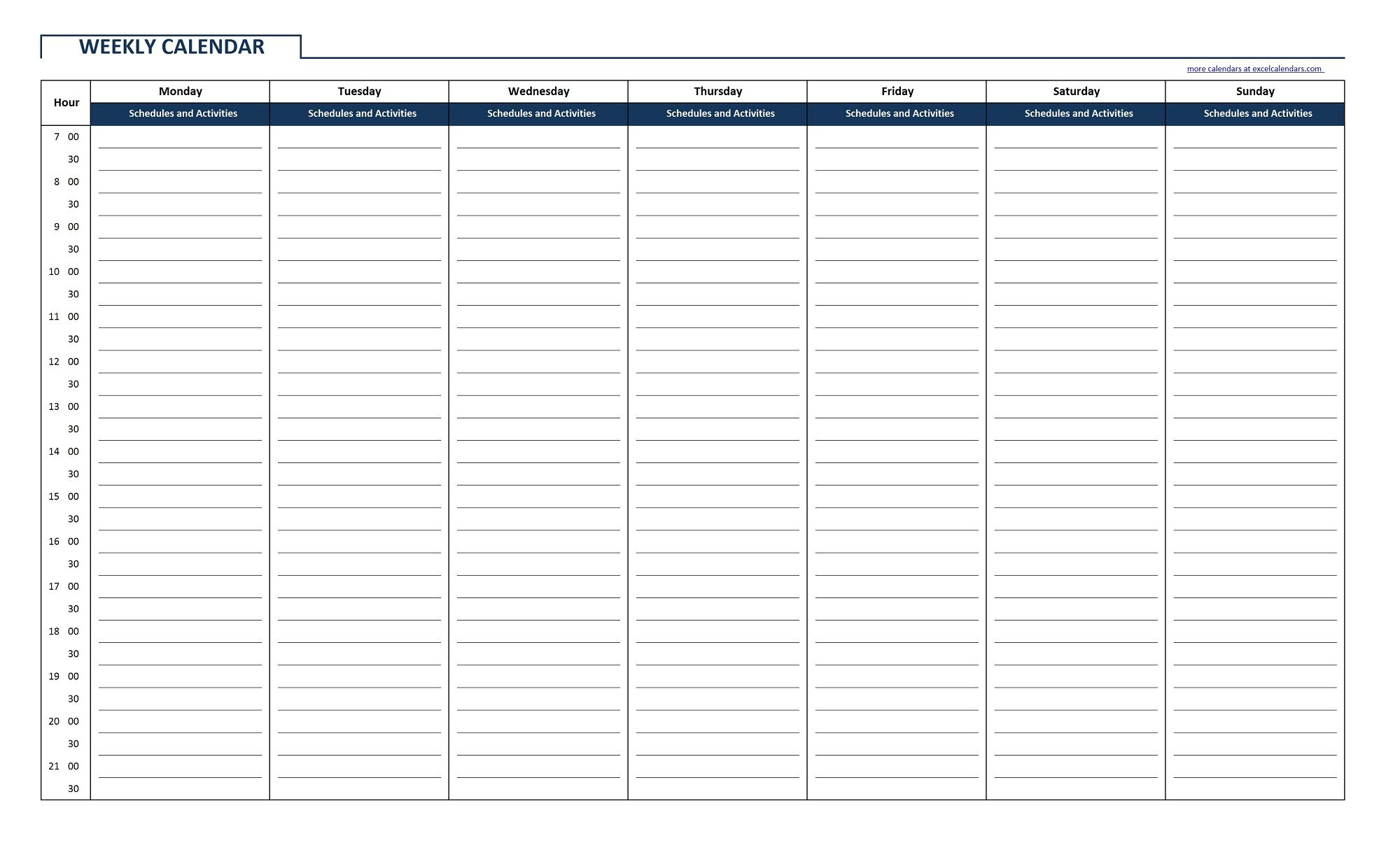 Blank Weekly Calendars Printable | Calendar Template Intended For Blank Activity Calendar Template