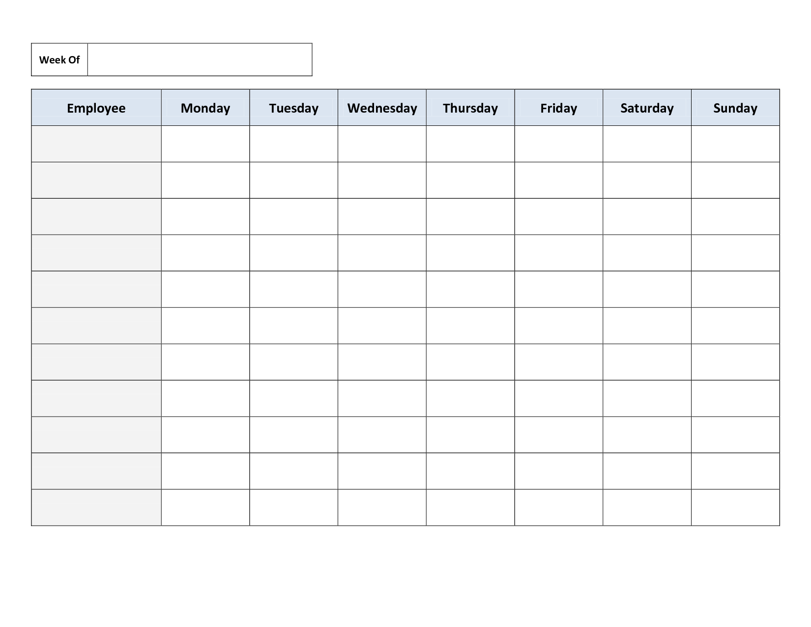 Blank Weekly Work Schedule Template | Schedule | Class With Regard To Blank Monthly Work Schedule Template