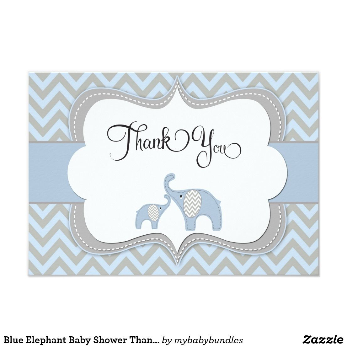 Blue Elephant Baby Shower Thank You Card | Zazzle | Mom Pertaining To Thank You Card Template For Baby Shower